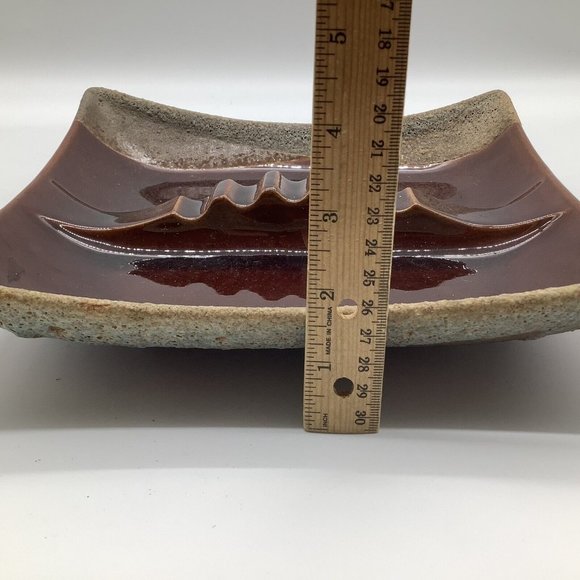 Royal Haegar Brown Earth Art Pottery Vintage Ashtray - Picture 10 of 11